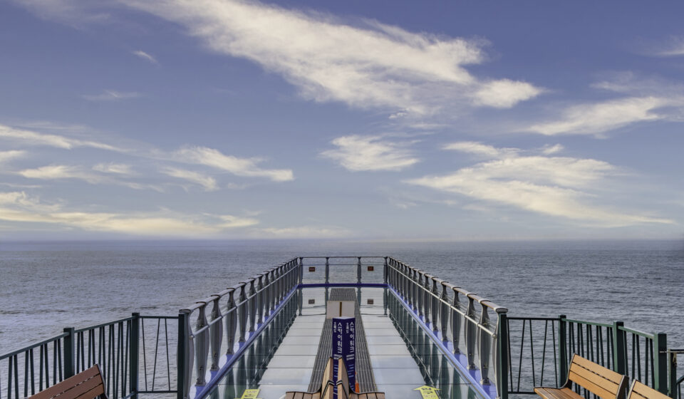 Oryukdo Skywalk Busan South Korea — aerial view of Oryukdo islands