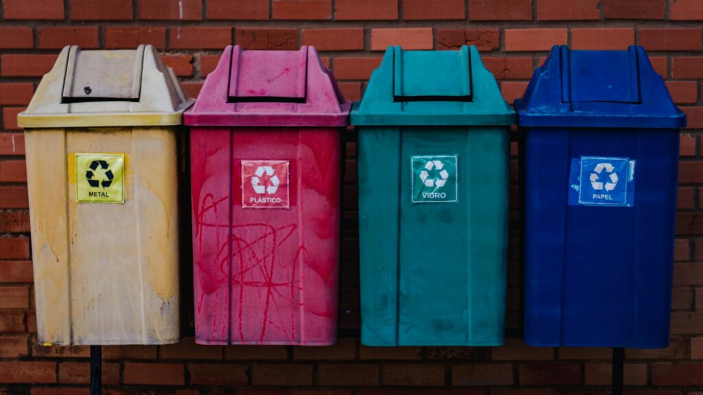 Korean recycling rules — color-coded sorting bins