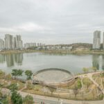 Goyang Ilsan Lake Park — full lake aerial view across seasons