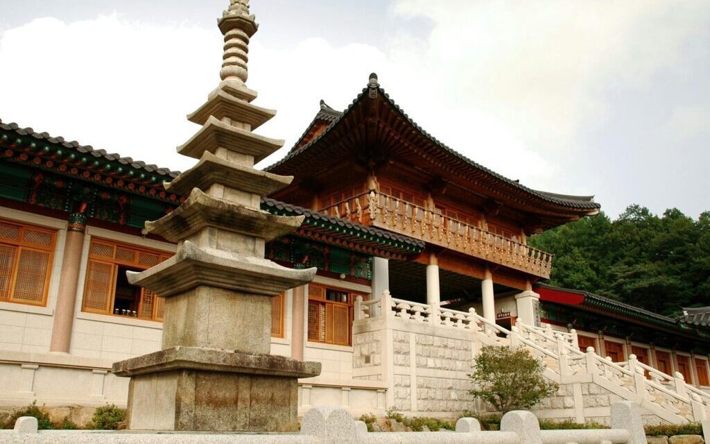 Iksan Mireuksa Baekje stone pagoda restored view