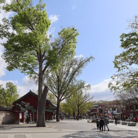 Jeonju Gyeonggijeon Hyanggyo walk — main hall exterior of the royal portrait shrine