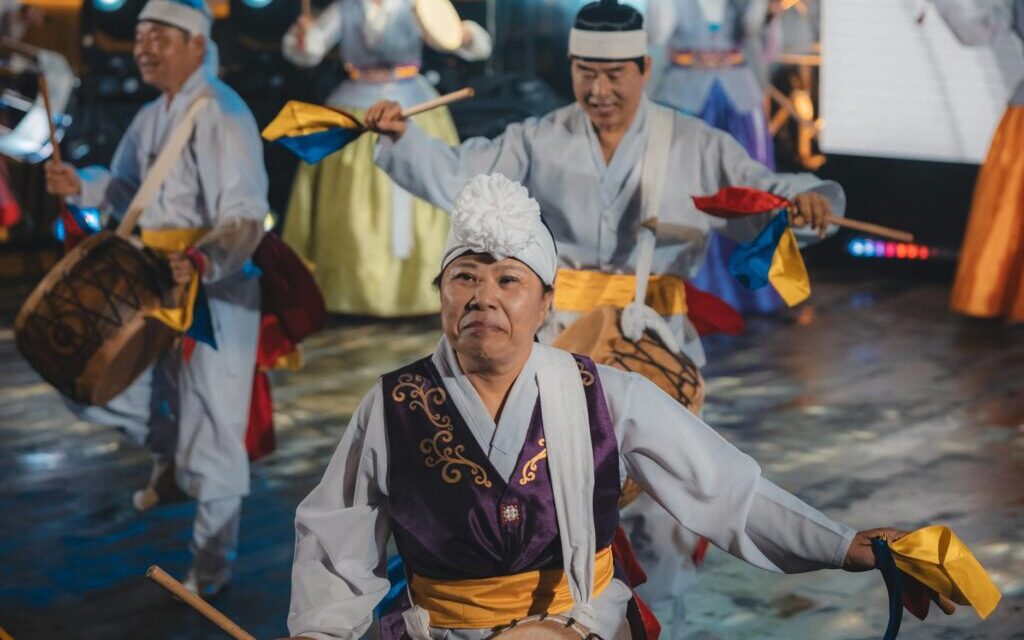 Korean traditional performance — colorful hanbok dancers on stage