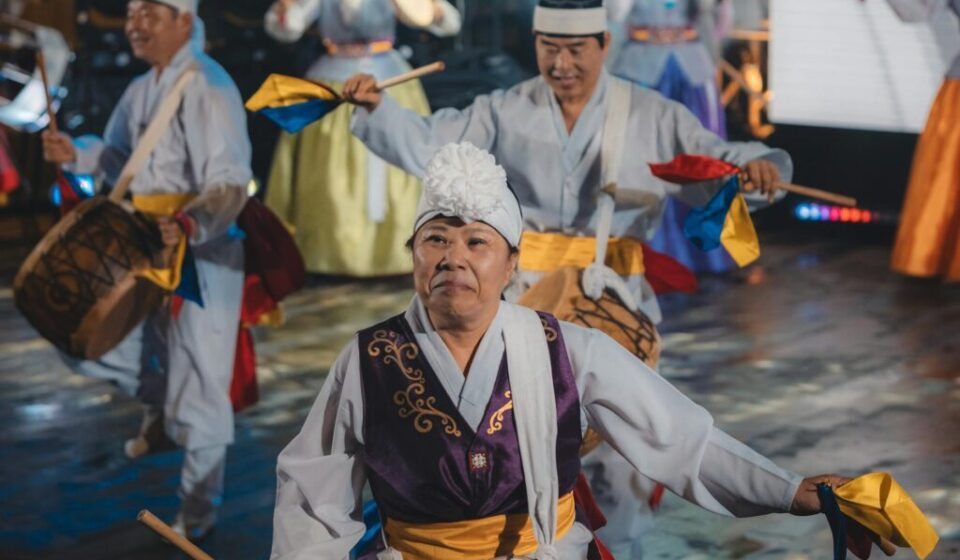 Korean traditional performance — colorful hanbok dancers on stage