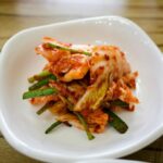 Traditional Korean kimchi types — assorted baechu, baek, dongchimi and gat kimchi