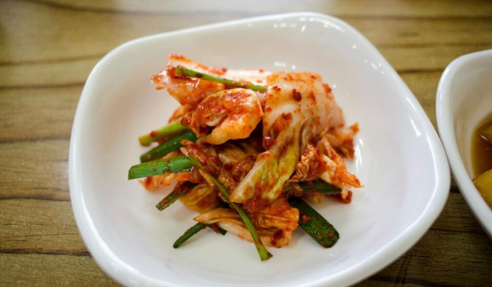 Traditional Korean kimchi types — assorted baechu, baek, dongchimi and gat kimchi