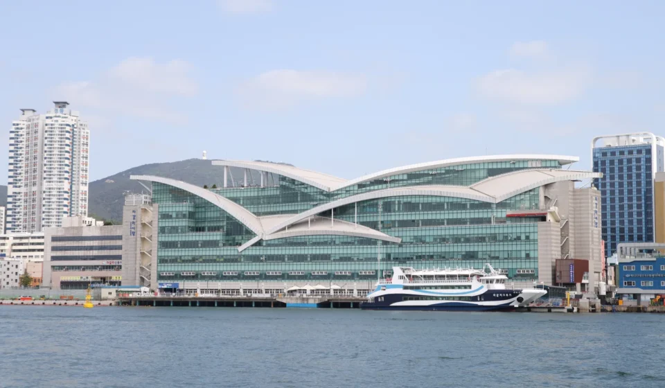 Jagalchi Market building viewed from Busan Harbor