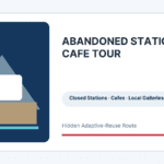 Abandoned station cafe and local gallery tour information graphic