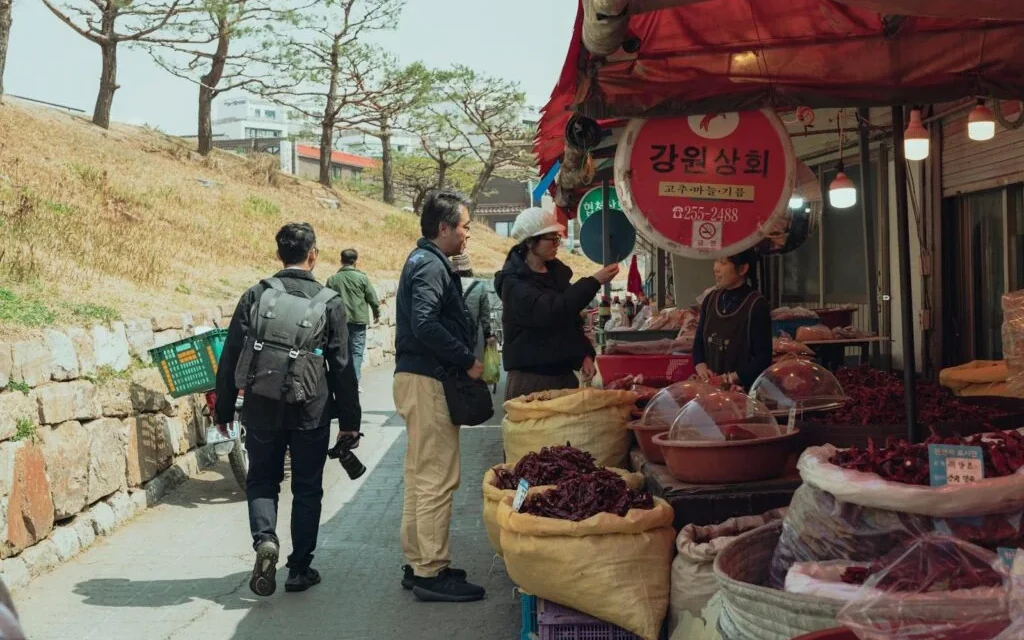 A street near Jeonju Nambu Market on the night market route