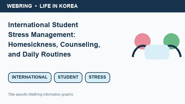 Illustrated WeBring guide: International Student Stress Management: Homesickness, Counseling, and Daily Routines