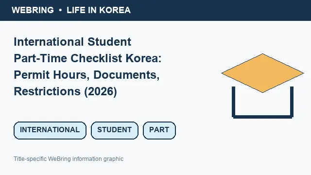 Illustrated WeBring guide: International Student Part-Time Checklist Korea: Permit Hours, Documents, Restrictions (2026)