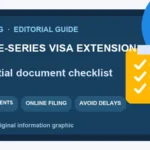WeBring information graphic summarizing Korea visa extension documents perfect checklist: Essential Requirements for D-2 and E-Series Visas